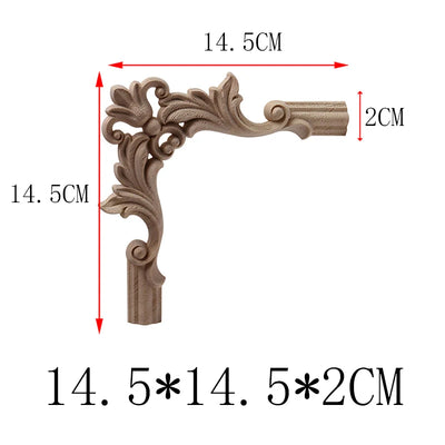 NEW Decoration European Decor Modern Onlay Wood Decal Wood Applique Wood Frame Long Large Leaves Rubber Wood Window Corner Walls
