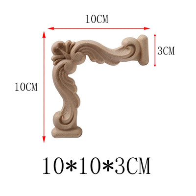 NEW Decoration European Decor Modern Onlay Wood Decal Wood Applique Wood Frame Long Large Leaves Rubber Wood Window Corner Walls