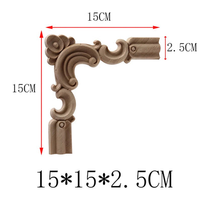 NEW Decoration European Decor Modern Onlay Wood Decal Wood Applique Wood Frame Long Large Leaves Rubber Wood Window Corner Walls