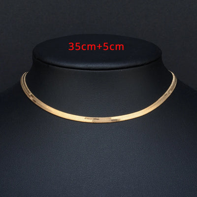 Punk Clavicle Flat Blade Snake Link Choker Necklace Gold Silver Color Stainless Steel Neck Chains For Women Jewelry Chocker 2023