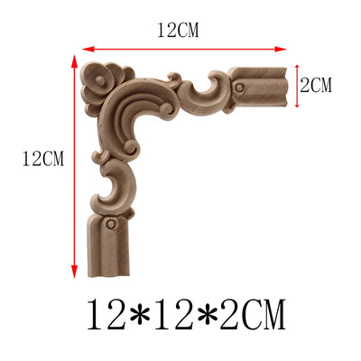 NEW Decoration European Decor Modern Onlay Wood Decal Wood Applique Wood Frame Long Large Leaves Rubber Wood Window Corner Walls