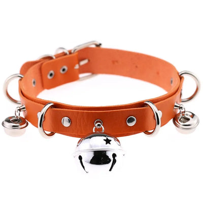 Pink Punk Sexy Handmade Gothic Choker Neck Trend Punk Leather Collar belt Necklace with Bells Club Party Goth Jewelry Wholesale