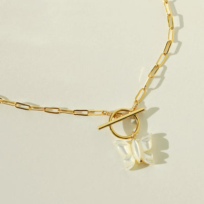 Butterfly Necklace 14K Gold Filled Handmade Jewelry Choker  Pendants Femme Kolye Collares Boho Shell Necklace for Women