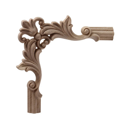 NEW Decoration European Decor Modern Onlay Wood Decal Wood Applique Wood Frame Long Large Leaves Rubber Wood Window Corner Walls