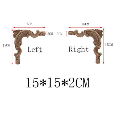NEW Decoration European Decor Modern Onlay Wood Decal Wood Applique Wood Frame Long Large Leaves Rubber Wood Window Corner Walls