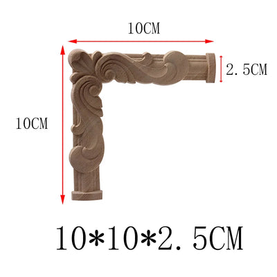 NEW Decoration European Decor Modern Onlay Wood Decal Wood Applique Wood Frame Long Large Leaves Rubber Wood Window Corner Walls