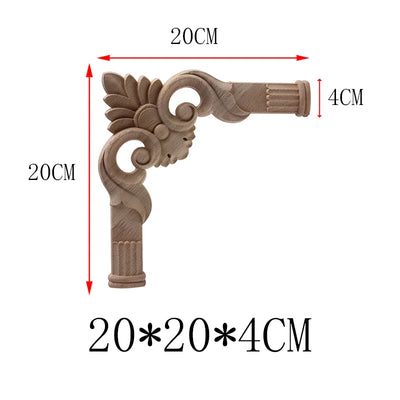 NEW Decoration European Decor Modern Onlay Wood Decal Wood Applique Wood Frame Long Large Leaves Rubber Wood Window Corner Walls
