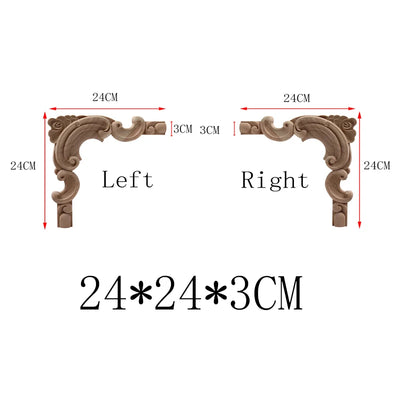 NEW Decoration European Decor Modern Onlay Wood Decal Wood Applique Wood Frame Long Large Leaves Rubber Wood Window Corner Walls