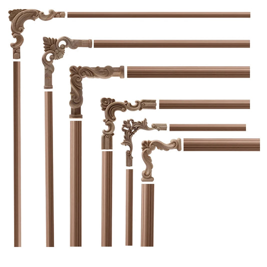 NEW Decoration European Decor Modern Onlay Wood Decal Wood Applique Wood Frame Long Large Leaves Rubber Wood Window Corner Walls