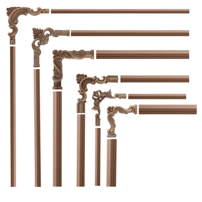 NEW Decoration European Decor Modern Onlay Wood Decal Wood Applique Wood Frame Long Large Leaves Rubber Wood Window Corner Walls