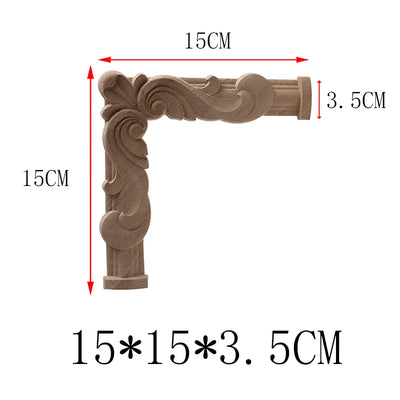 NEW Decoration European Decor Modern Onlay Wood Decal Wood Applique Wood Frame Long Large Leaves Rubber Wood Window Corner Walls