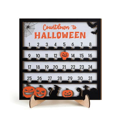 3D Halloween Countdown Wooden Wall Hanging Ornament - Festive Home Decoration for Halloween Season