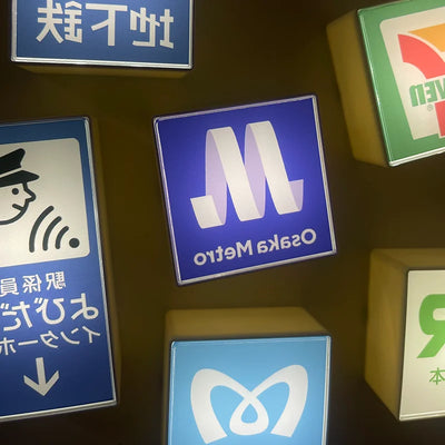 Japanese Magnetic Fridge Stickers Light Signs Tokyo Osaka Luminous Light Box Creative Refrigerator Sticker Magnets Home Decor