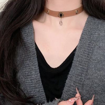Plush Leopard Bone Necklace Choker Korean Kawaii Fashion Star Pendant Necklace Harajuku Sexy Accessories Women Y2K Jewelry Gift