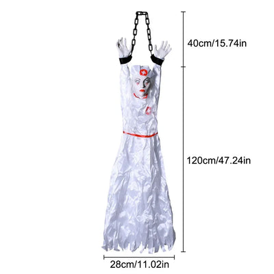 1PC Halloween Hanging Animated Decorations Talking Shaking Scary Clown with Chain Voice Control Outdoor Yard Haunted House Prop