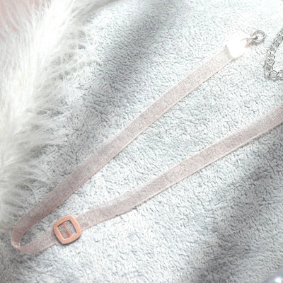 Fashion Choker Necklace For Women Lovely Pink Lace Pearl Heart Pendant Short Clavicle Necklace Aesthetic Jewelry Gift For Her