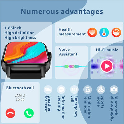 2025 New QX5 Smart Watch Heart Rate Monitor Music Control Sports Waterproof Smart Watch for Men Women Smartwatch