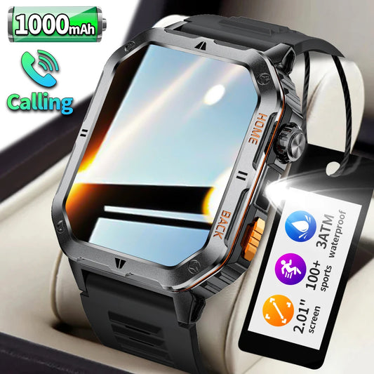 LIGE New Smart Watch Men 1000mAh Extra Large Battery 3ATM Professional Waterproof 2.01" HD Display Outdoor Sports Smartwatch Men