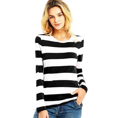 Red White Striped T Shirt for Women Round Neck Long Sleeve Tees for Women Colorful Stripes Summer Casual Autumn