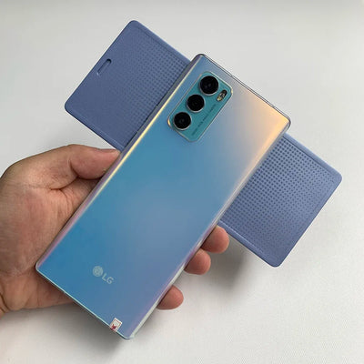 Original LG WING 5G LMF100VM LMF100TM 5G Mobiltelefon NFC 8GB + 256GB Fingerabdruck 6,8'' P-OLED-Bildschirm Octa-Core Android-Handy