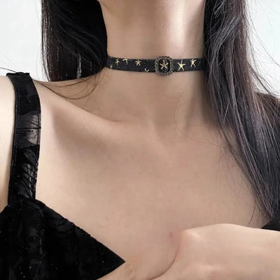 Plush Leopard Bone Necklace Choker Korean Kawaii Fashion Star Pendant Necklace Harajuku Sexy Accessories Women Y2K Jewelry Gift