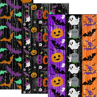 1X2M Halloween Tinsel Curtain Creativity Sparkling Pumpkin Ghost Bat Curtain Shimmering Cartoon Door Hanging Decor