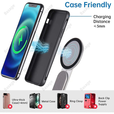 Laptop Phone Holder, 15W Fast Wireless Laptop Charger, Laptop Phone Mount Compatible for iPhone12/13/14 , Magnetic Phone Holder