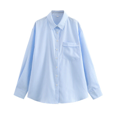Women's Striped Blouse Multicolored Shirt Office Female's Top 2024 Summer Solid Shirt Elegant Comfortable Loose Fitting Shirts