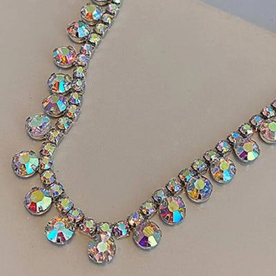 Flaring Rhinestone Necklace Clavicle Chain Women Jewelry Women Necklace ConciseChic Modern Graceful Women Choker Necklace