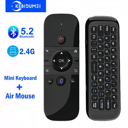 Bluetooth 5.2 Keyboard Wireless Mini Keyboard Rechargeable Keyboard with 2.4G Wireless Voice Control Air Mouse for TV BOX Laptop