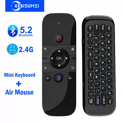 Bluetooth 5.2 Keyboard Wireless Mini Keyboard Rechargeable Keyboard with 2.4G Wireless Voice Control Air Mouse for TV BOX Laptop