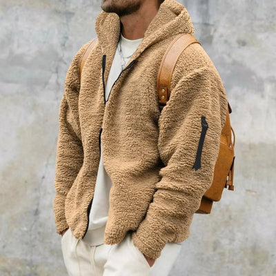 Jacket Men's Winter Jacket Fall Winter Double-sided Fleece Warm Jacket Loose Hooded Casual Jacket Comfortable Fabric
