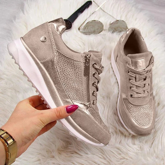 Customizable 2024 New UZZDSS Women Shoes Sneakers Zipper Platform Trainers Women Shoes Casual Lace-Up Womens Sneakers