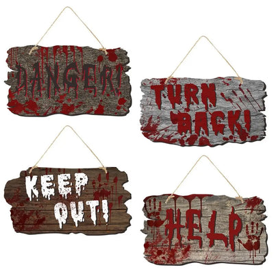 Scary Halloween Blood Handprint Pendant Funny Paper Wooden Door Hanging Decoration Festive Blood Handprint Banner