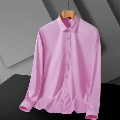 S-8XL New Bamboo Fiber Men Shirt Long Sleeve No Iron Anti-Wrinkle Casual Business Men Shirt Long Sleeve Slim Fit Camisa Social