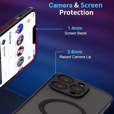 UYUXIO Magnetic Mobile Phone Case with Stand for iPhone 16 Pro Max 15 14 Plus 13 12 Mini 11 Translucent Cover with Kickstand