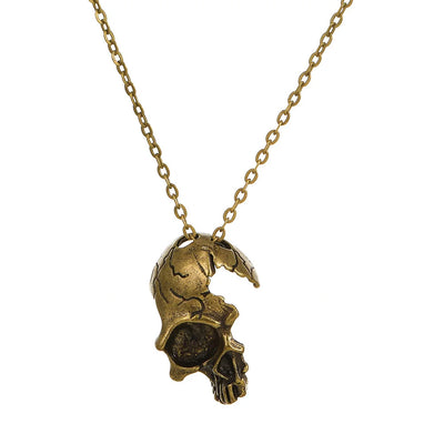 Incomplete Skull Face Necklace for Women Men Vintage Punk Skeleton Face Pendant Chain Choker Jewelry Accessories Gift Cool Thing