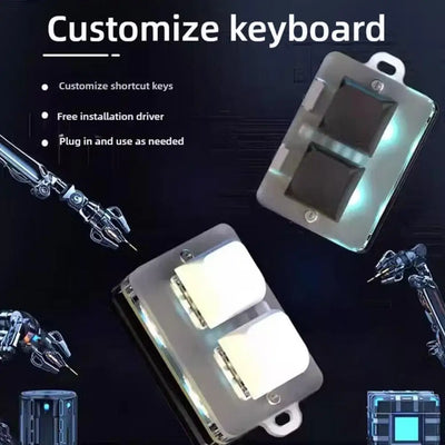 2 Keys Mini Custom Bluetooth Keyboard With RGB Light Hot-swappable Copy Paste Wireless Macropad Gaming Keypad