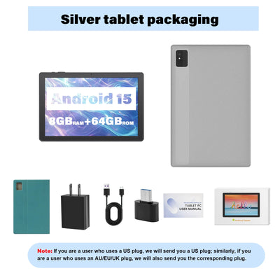 ANRY 10.1 Inch Tablet Octa-core Android 15 8GB(4+4 Expand) RAM+64GB ROM 5000Mah IPS Display A523 Dual Camera 5G Wifi 6 Tablet