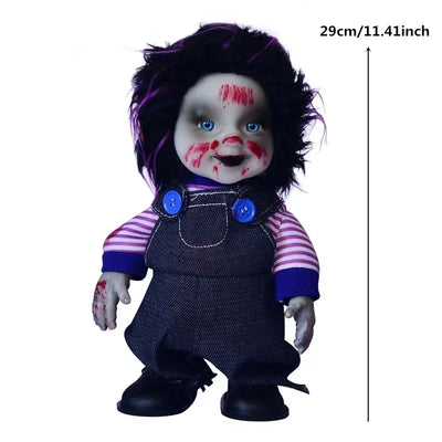 1PC Halloween Hanging Animated Decorations Talking Shaking Scary Clown with Chain Voice Control Outdoor Yard Haunted House Prop