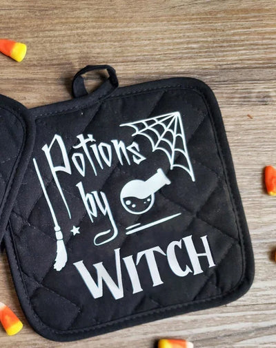 Potions by witch Pot Holder Halloween eve party kitchen home decoration Spooky Theme birthday October housewarming hostess gift