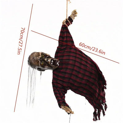 1PC Halloween Hanging Animated Decorations Talking Shaking Scary Clown with Chain Voice Control Outdoor Yard Haunted House Prop