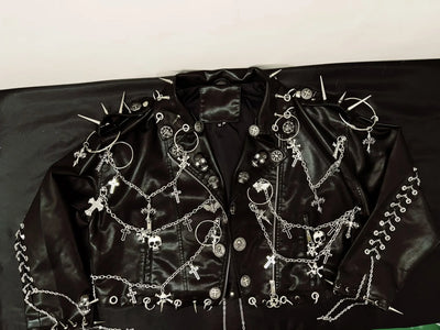 vintage Jacket Skull Jacket y2k Jacket y2k fashion  gothic Jacket gothic clothes y2k clothes Cross Jacket  Punk  Leather Jacket