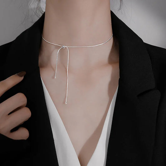 Snake Bone Chain Female Adjustable Pull-out Necklace Design Simple and Short Neck Chains