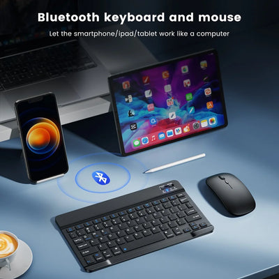 Mini Bluetooth Keyboard And Mouse Set Spanish Russian Keyboards Bluetooth Wireless Keyboard Rechargeable 10 Inch For iPad Tablet