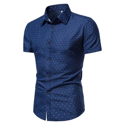 Great Summer Top Business Turn-down Collar Leisure Men Shirt  Slim Fit Men Shirt for Daily Wear