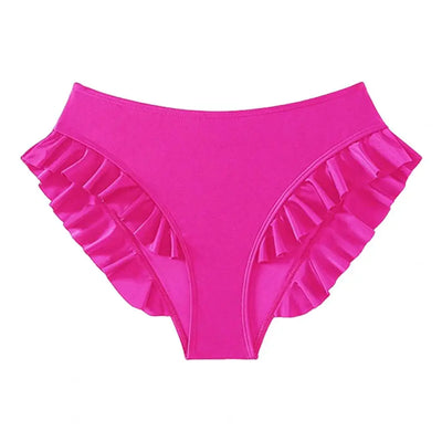 Women Swim Trunks High-Waisted Ruffle Trim Bikini Bottoms Breathable Quick-Drying Tummy Control Woman Swimwear For Beach