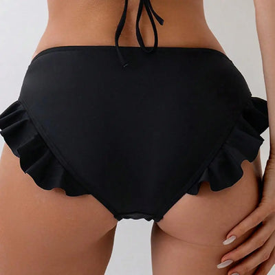 Women Swim Trunks High-Waisted Ruffle Trim Bikini Bottoms Breathable Quick-Drying Tummy Control Woman Swimwear For Beach