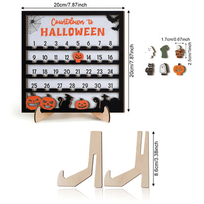 3D Halloween Countdown Wooden Wall Hanging Ornament - Festive Home Decoration for Halloween Season