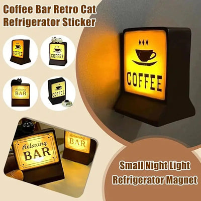 Creative Magnetic Fridge Stickers Coffee Shop 711 Luminous Label Convenience Store Signs Refrigerator Sticker Kitchen Decoration
